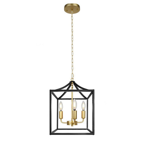 NoirLoom Black Gold 4-Light Lantern Chandelier