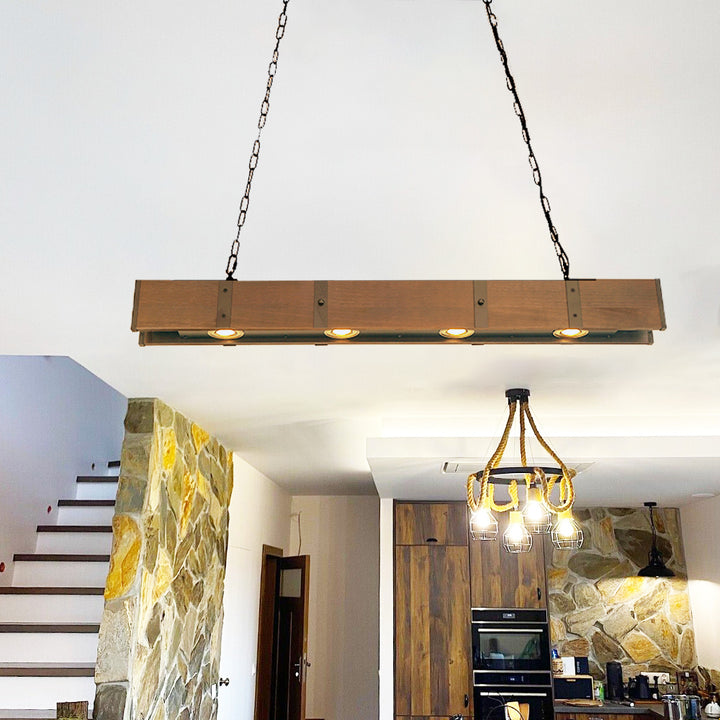 Wood beam Farmhouse chandelier