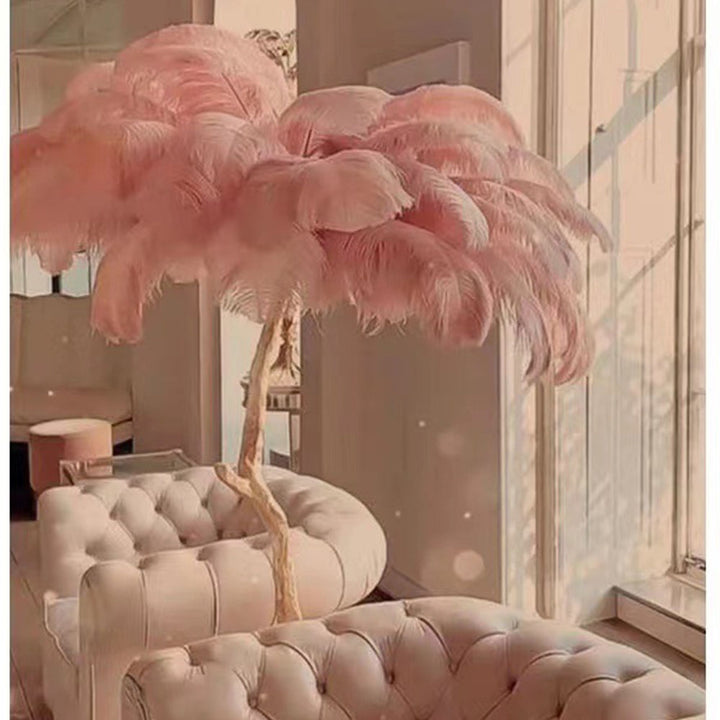 Ostrich Feather Resin Floor Lamp