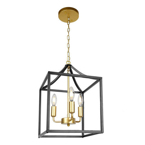 NoirLoom Black Gold 4-Light Lantern Chandelier