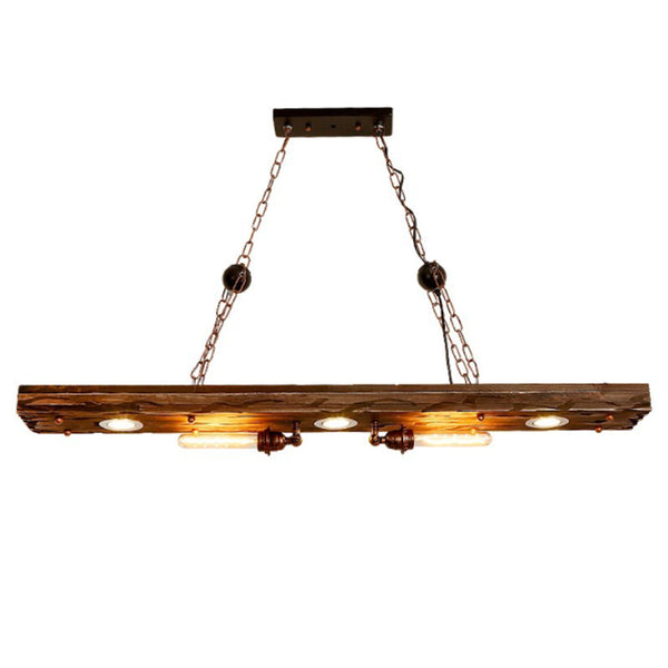 HeritageGlow Antique Wood and Iron Island Chandelier