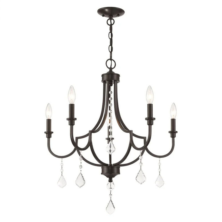 Classic Elegance 5-Light Iron Crystal Chandelier