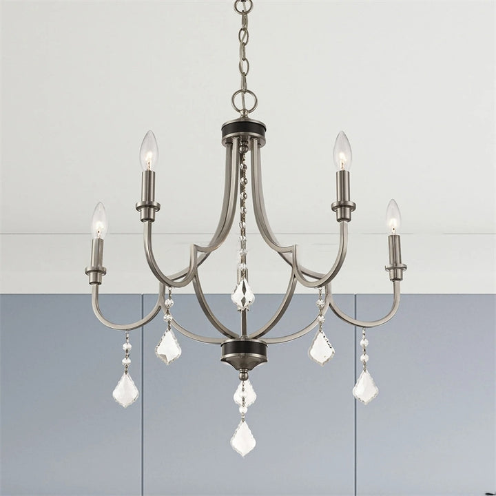 Classic Elegance 5-Light Iron Crystal Chandelier