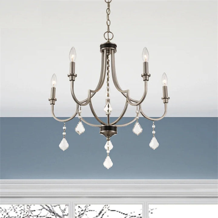 Classic Elegance 5-Light Iron Crystal Chandelier