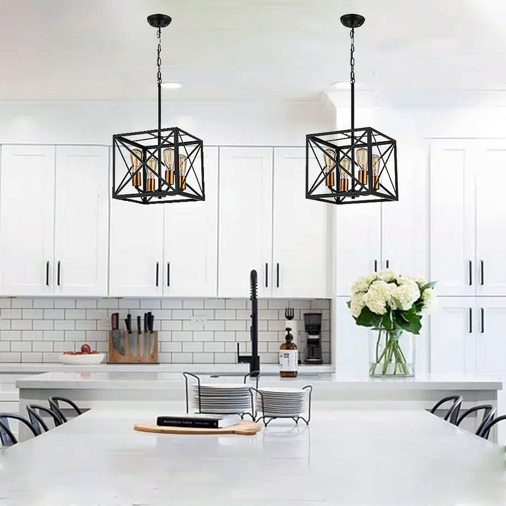 NoirGlow Industrial Cage Pendant Light