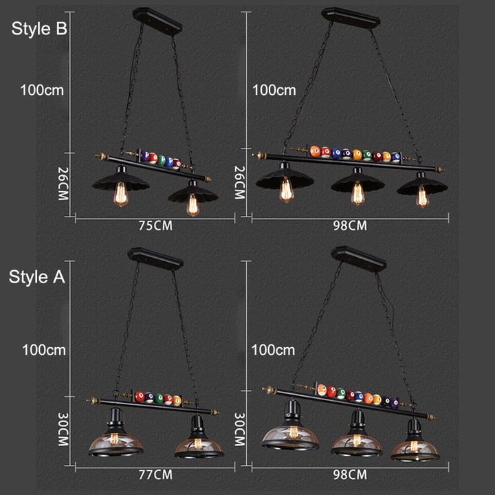 Billiard Ball Table Light Design Pool Metal Pendant Lamp Ceiling Fixture Black