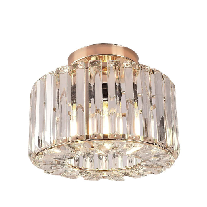 LuxeAura Gold Crystal Mini Flush Ceiling Light