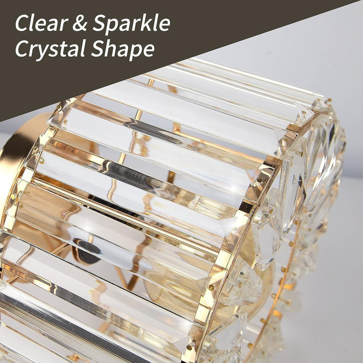 LuxeAura Gold Crystal Mini Flush Ceiling Light