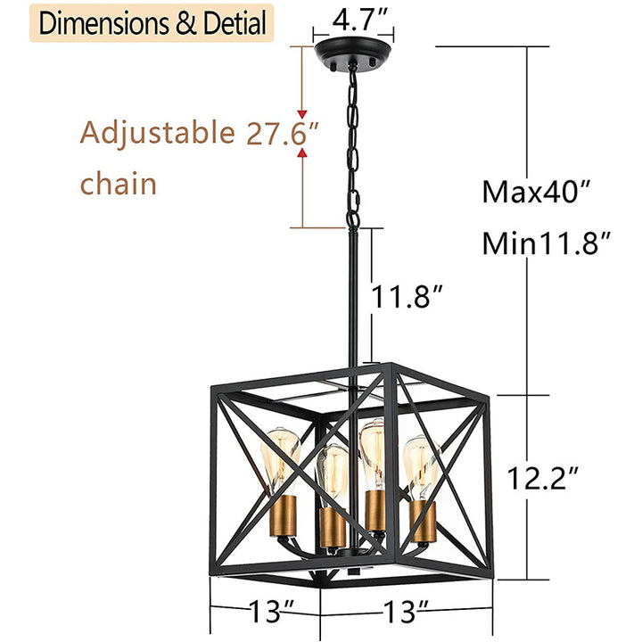 NoirGlow Industrial Cage Pendant Light