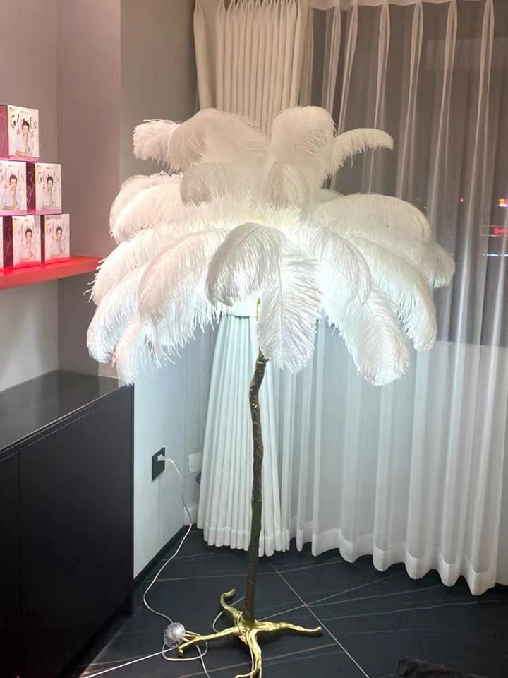 Ostrich Feather Resin Floor Lamp