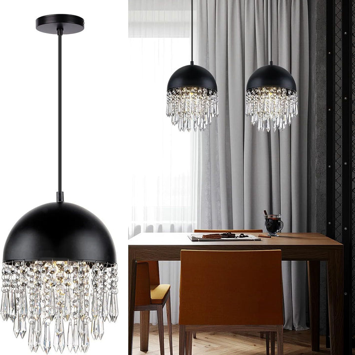 NoirGlow Crystal Elegance Adjustable Pendant Light