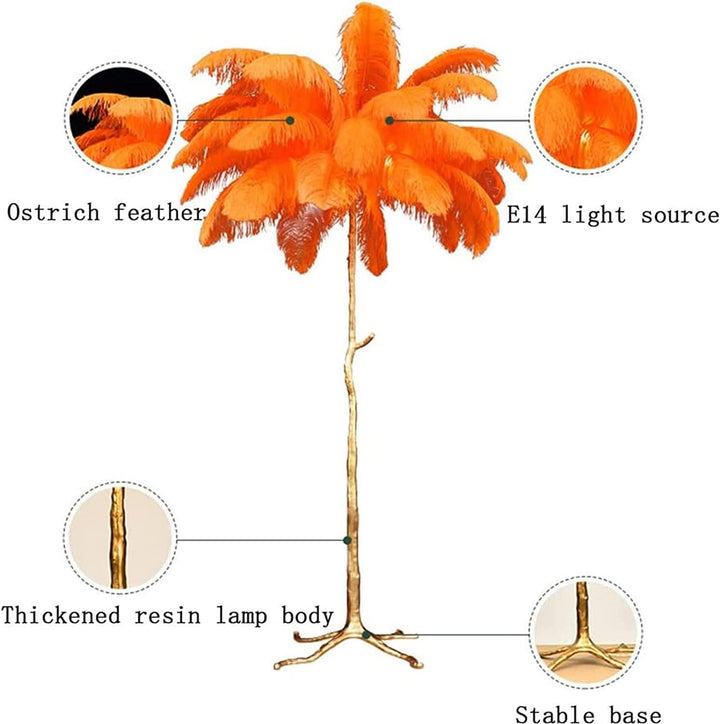 Ostrich Feather Resin Floor Lamp