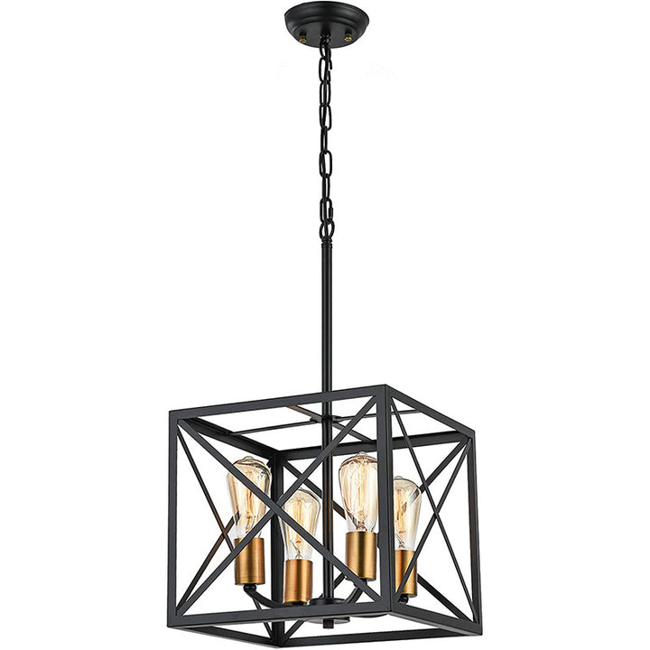 NoirGlow Industrial Cage Pendant Light