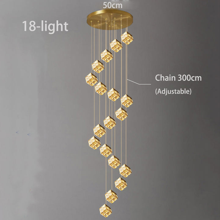 Cube Crystal Cluster Staircase Chandelier savingget