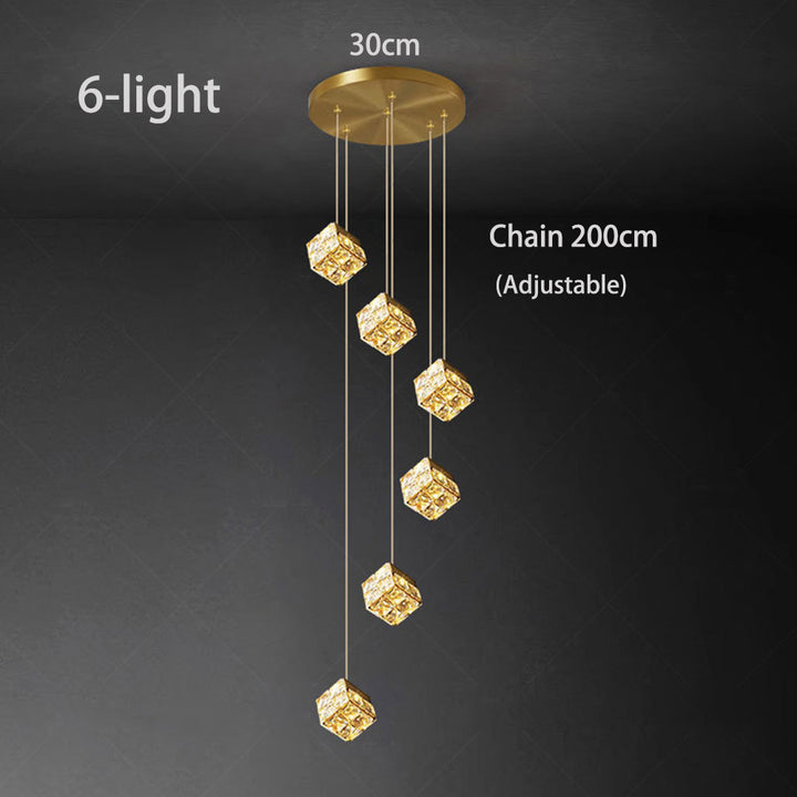 Cube Crystal Cluster Staircase Chandelier savingget