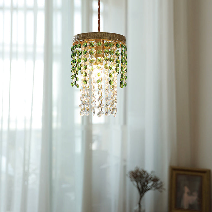 CrystalAura Vintage Elegance Brass Pendant Chandelier