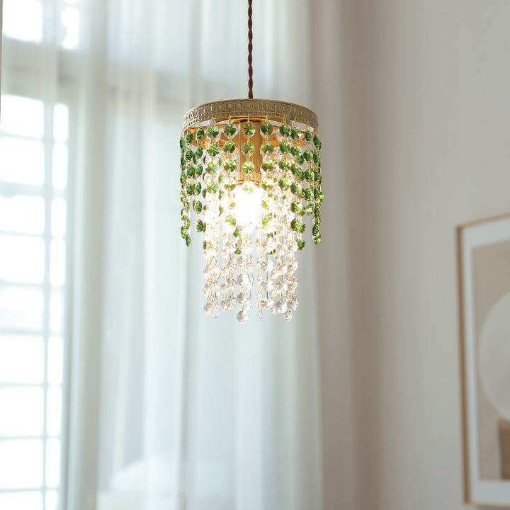 CrystalAura Vintage Elegance Brass Pendant Chandelier