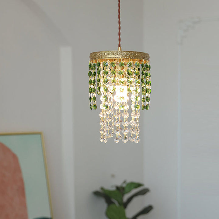 CrystalAura Vintage Elegance Brass Pendant Chandelier