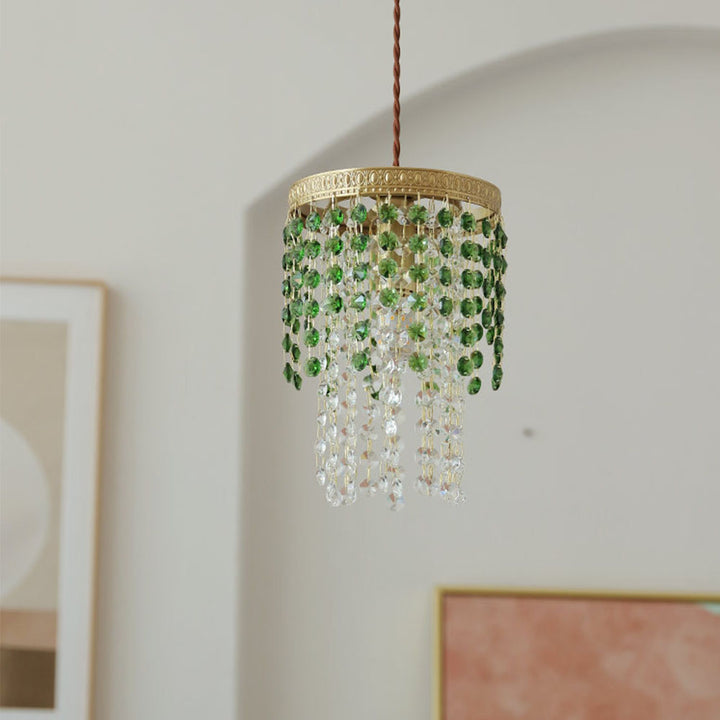 CrystalAura Vintage Elegance Brass Pendant Chandelier