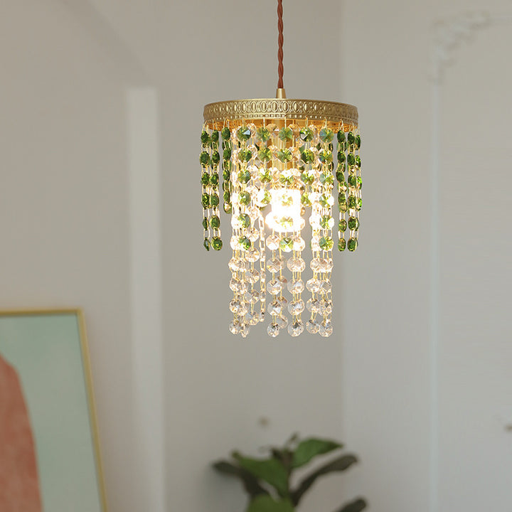 CrystalAura Vintage Elegance Brass Pendant Chandelier