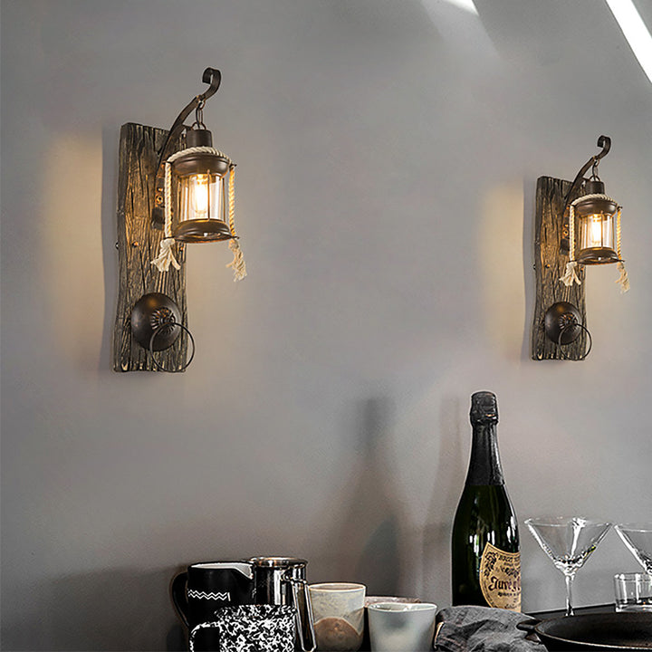 Rustic Lantern-Style Wall Sconce savingget