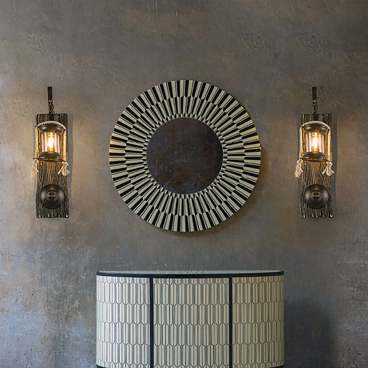 Rustic Lantern-Style Wall Sconce savingget