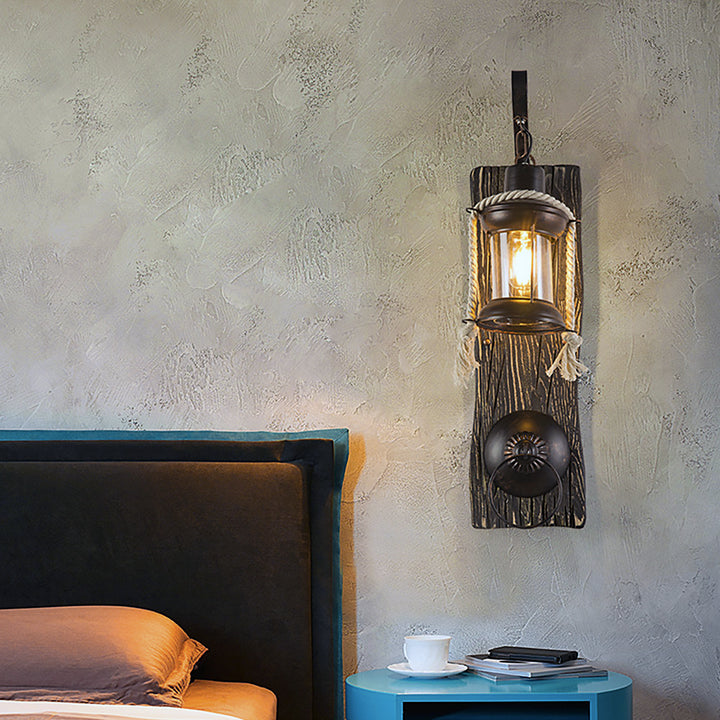 Rustic Lantern-Style Wall Sconce savingget