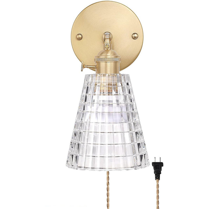 Adjustable Brass Plug-in Wall Sconce savingget