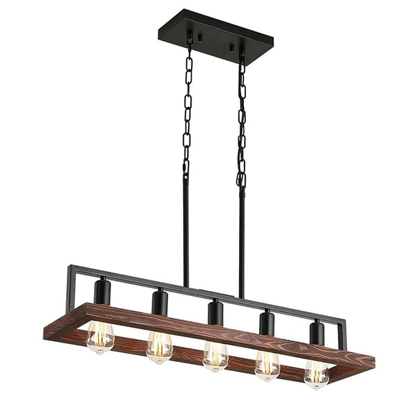 5-Light Black Wood Frame Light