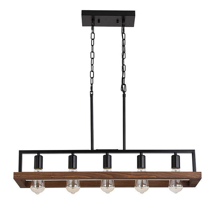 5-Light Black Wood Frame Light