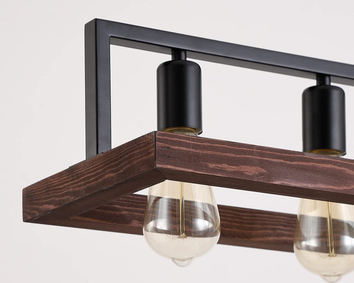 5-Light Black Wood Frame Light