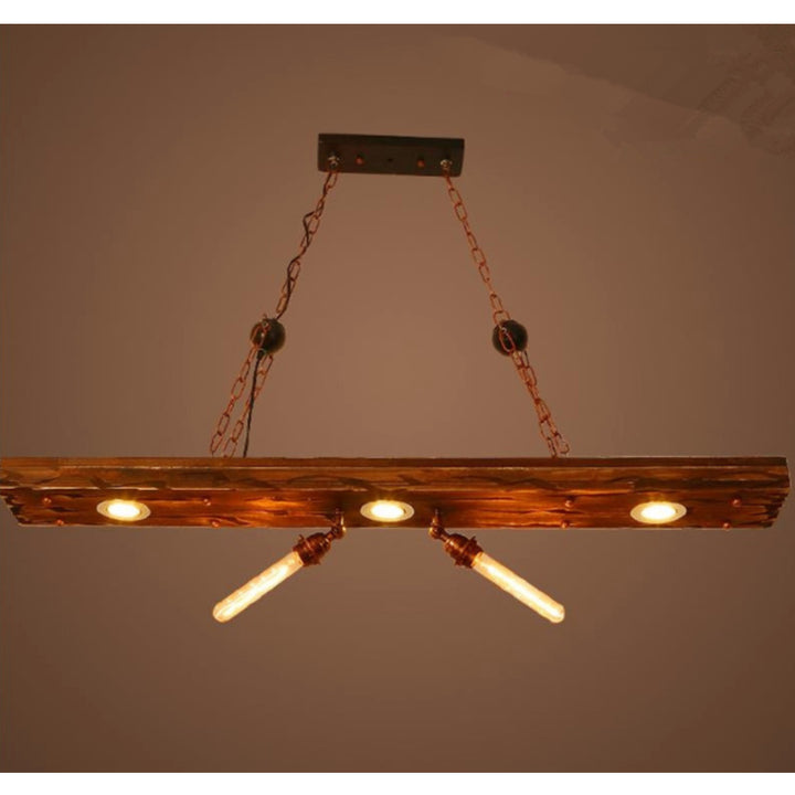 HeritageGlow Antique Wood and Iron Island Chandelier