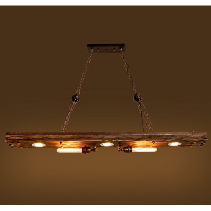 HeritageGlow Antique Wood and Iron Island Chandelier