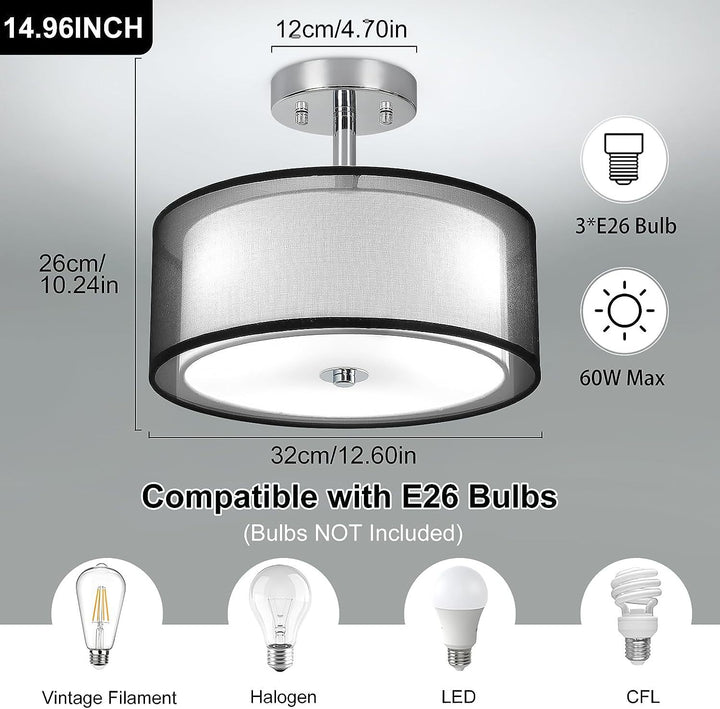 Black White Drum Ceiling Light