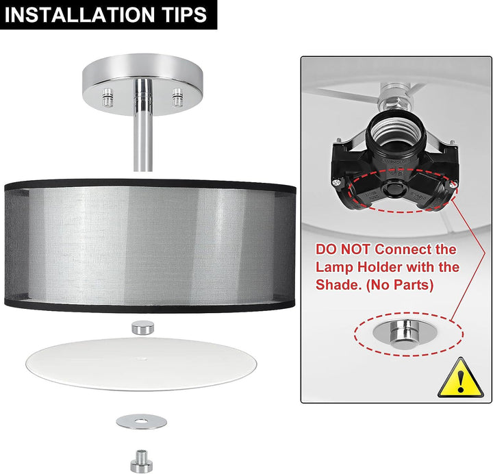 Black White Drum Ceiling Light