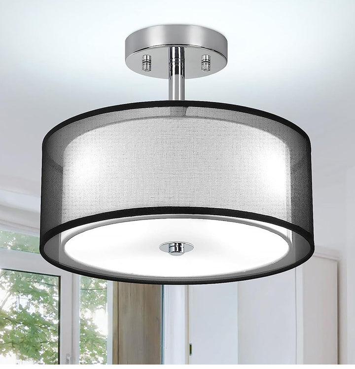 Black White Drum Ceiling Light