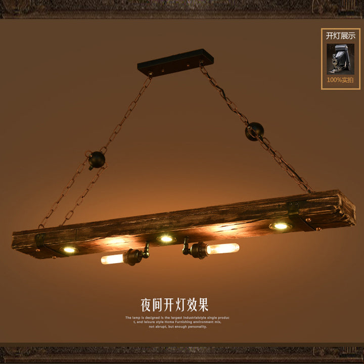 HeritageGlow Antique Wood and Iron Island Chandelier