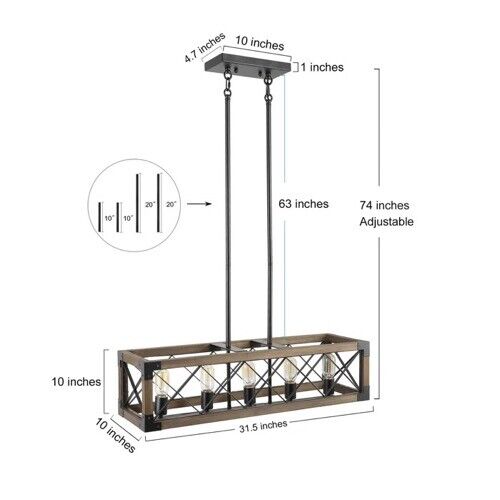 TimberLoom 5-Light Vintage Island Chandelier