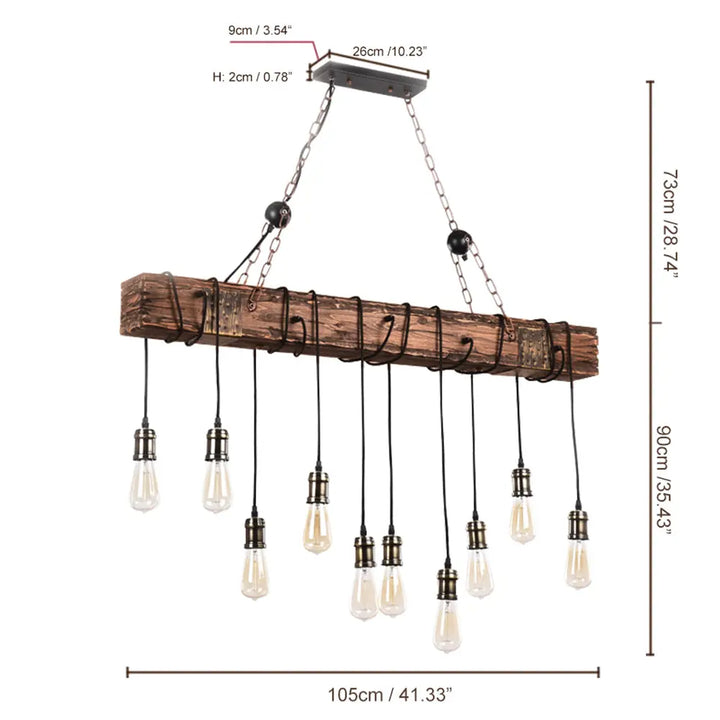 10 Lights Wood Beam Light