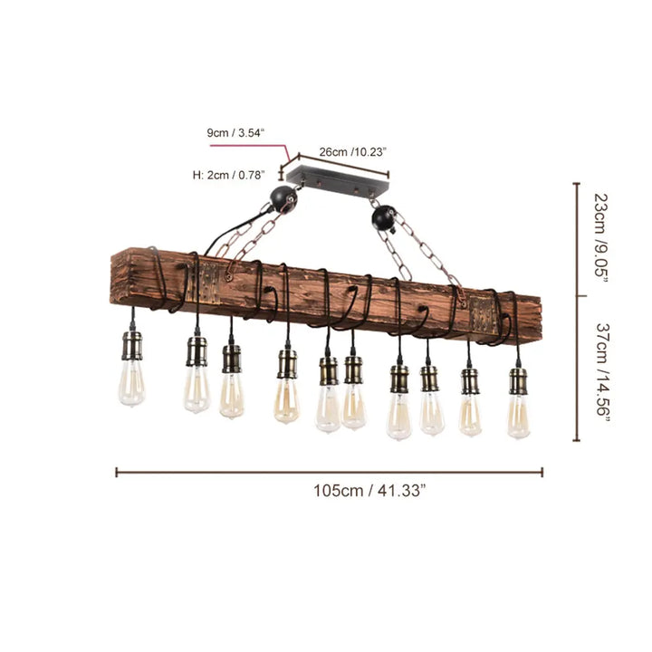 10 Lights Wood Beam Light