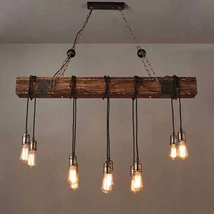 10 Lights Wood Beam Light